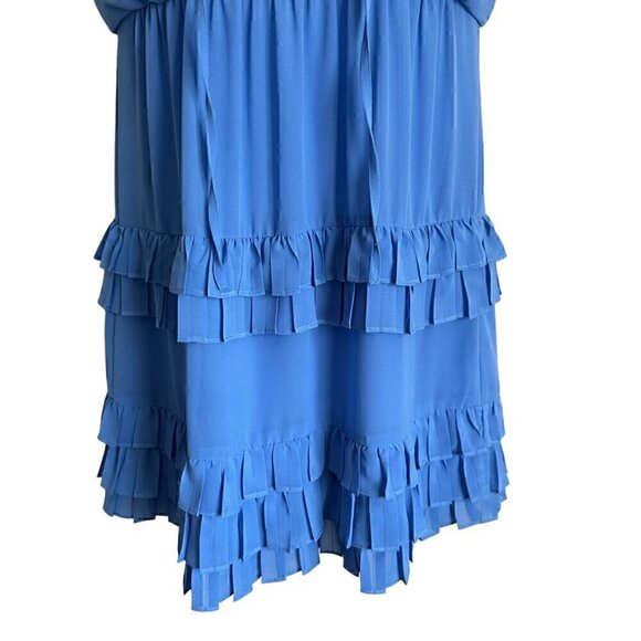 NWOT Laundry by Shelli Segal Women Ruffle Elastic Waist Blue Dress - Size 6 - Picture 7 of 11